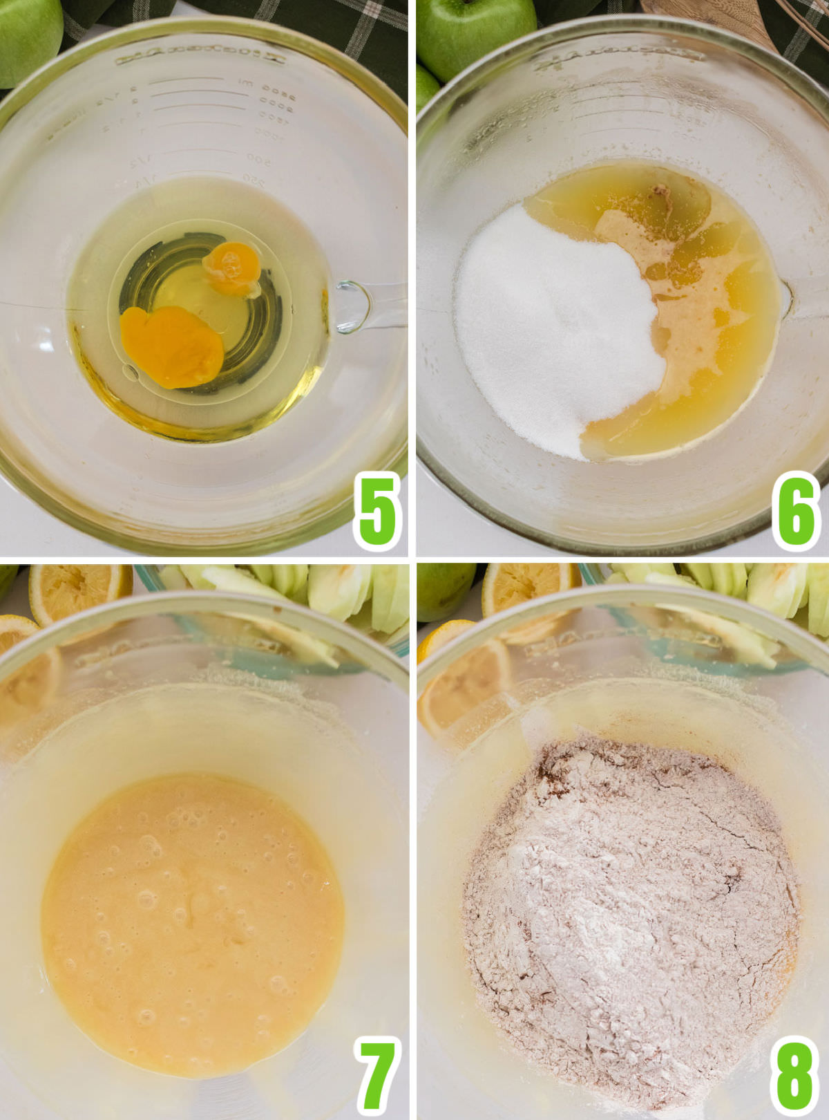 Collage image showing how to make the Apple Cake batter.