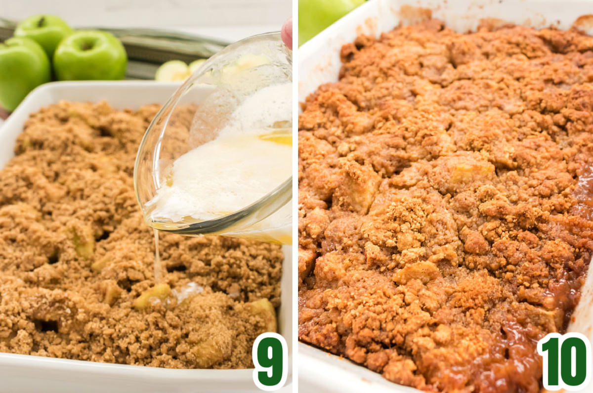 Collage image showing the final steps before baking the Apple Cobbler.