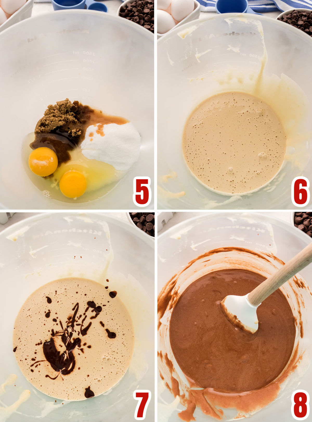Collage image showing the steps for making the Brownie Cookies dough.