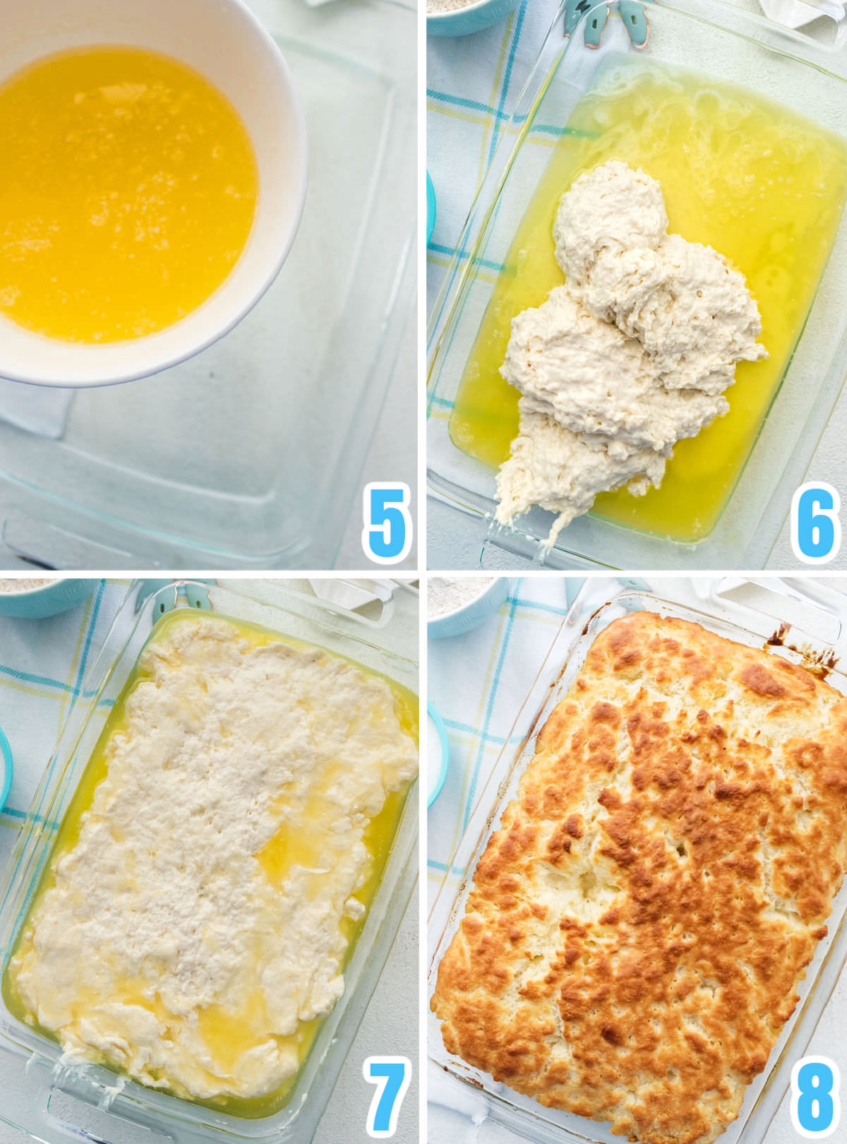 Collage image showing the steps for preparing the Butter Swim Biscuits for baking.