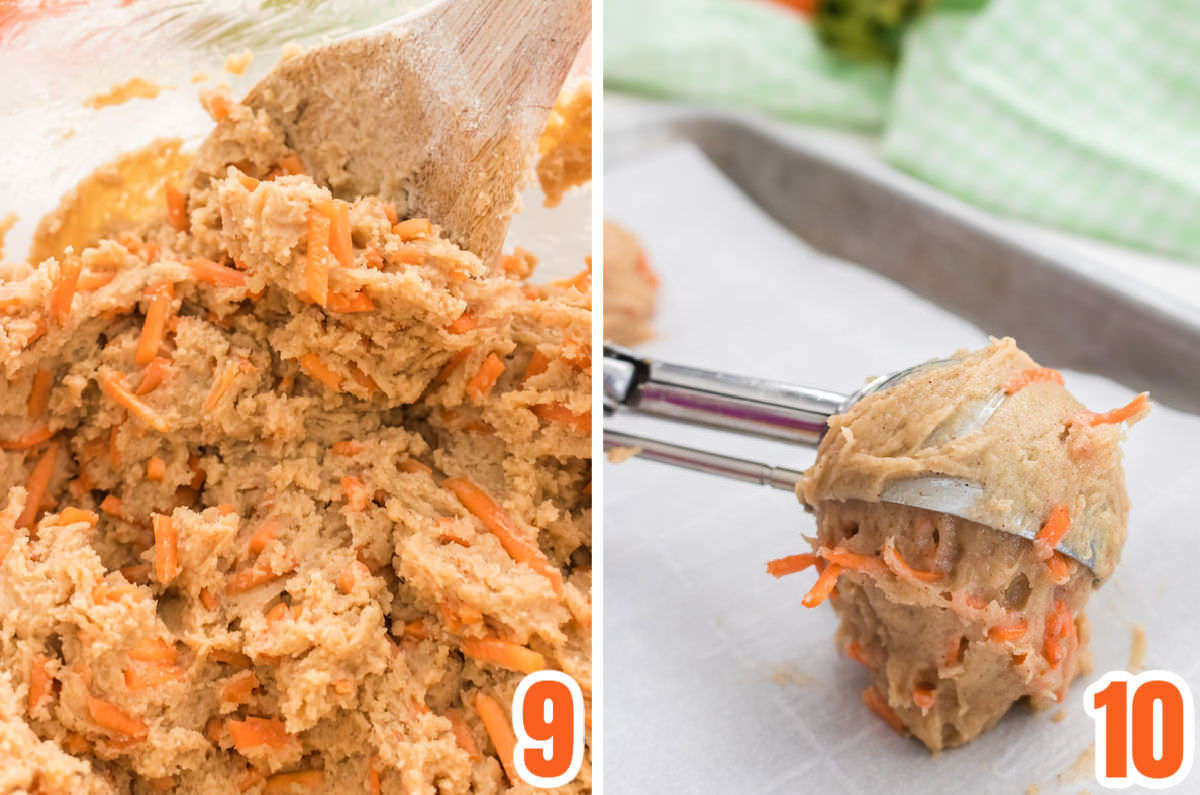 Collage image showing how to place the cookie dough on the cookie sheet.