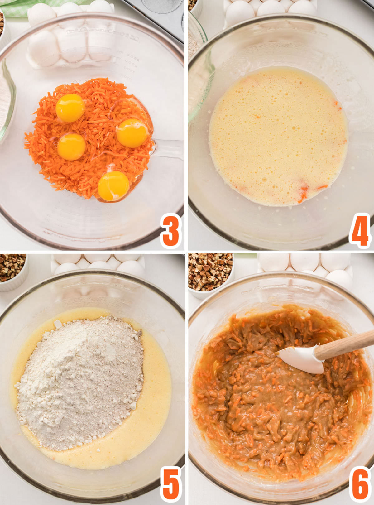 Collage image showing the steps for making the cupcake batter.