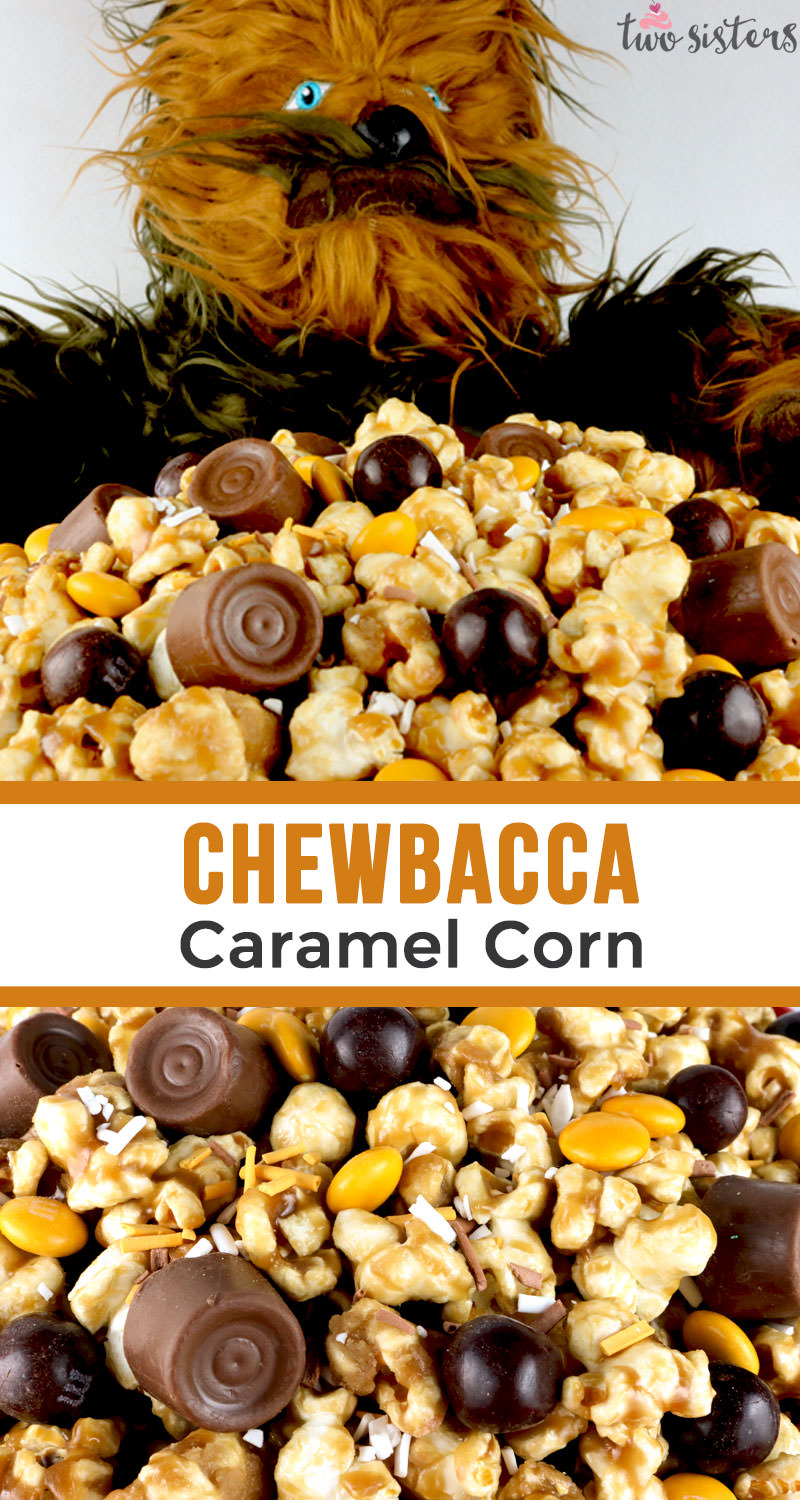 Little known fact .. Wookies love Chewbacca Caramel Corn. It is a popular on Kashyyyk and the Millennium Falcon. It would be a great for a Star Wars Party or a Family Movie Night. Yummy, buttery Caramel Popcorn that is ready to eat in less than 15 minutes. Pin this delicious Star Wars popcorn recipe for later and follow us for more great Star Wars Party Ideas. #StarWars #StarWarsFood #Chewbacca #Popcorn #CaramelCorn #StarWarsParty