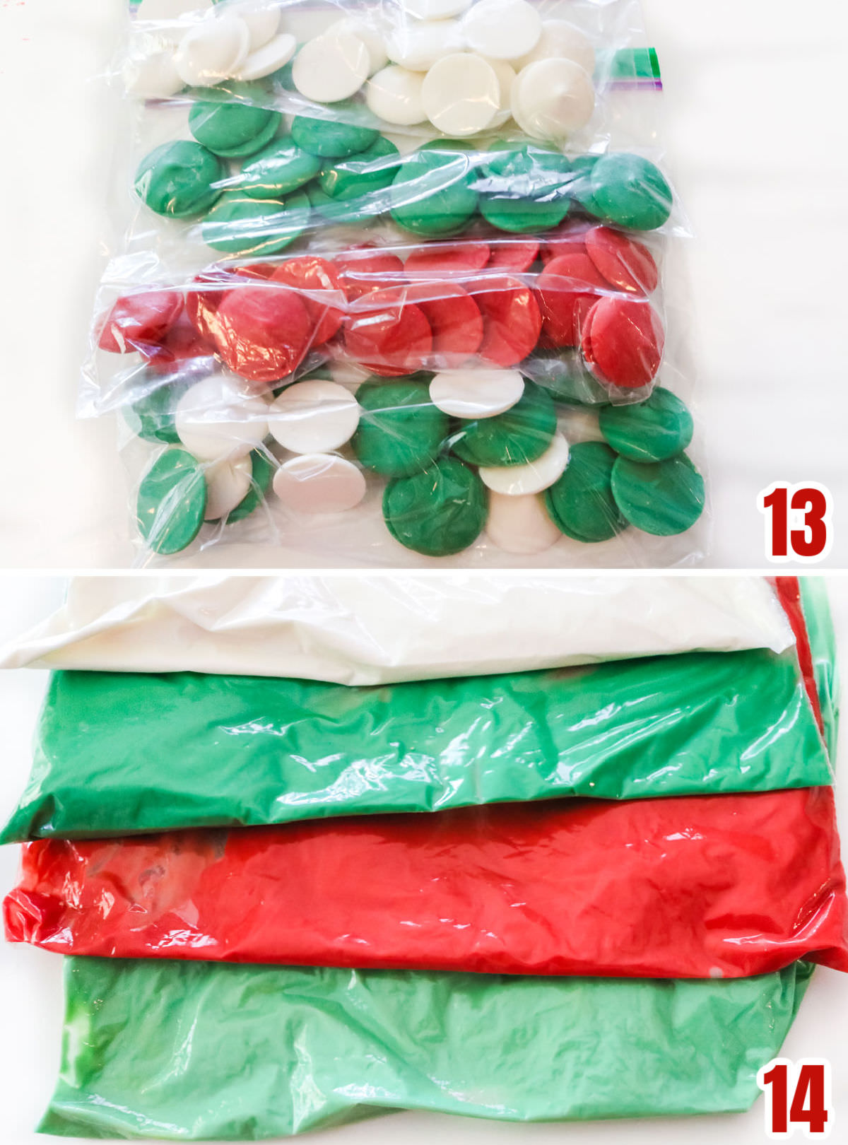 Collage image showing tips and tricks for melting Candy Melts.