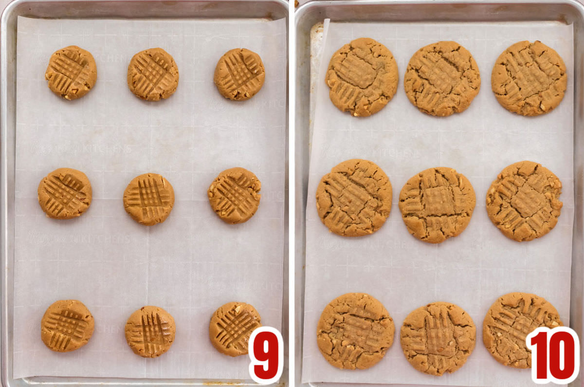 Collage image showing the cookie before they go in the oven and after they come out of the oven.
