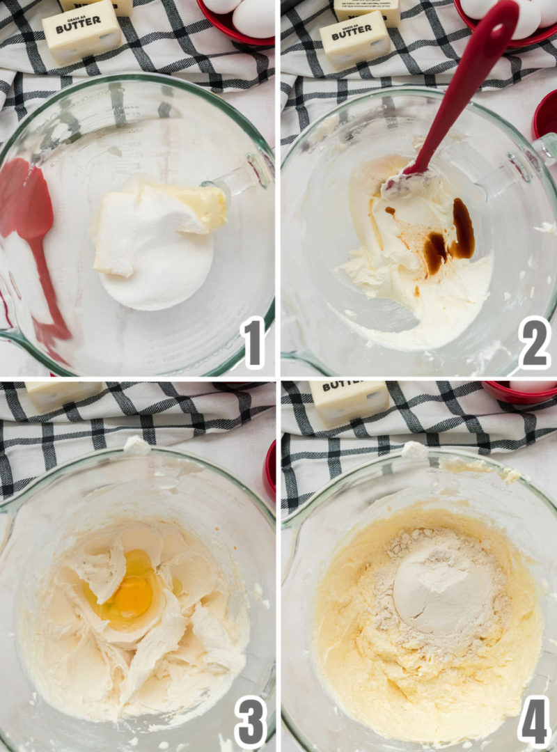 Collage image showing the steps for making the cake batter for Classic Pound Cake.