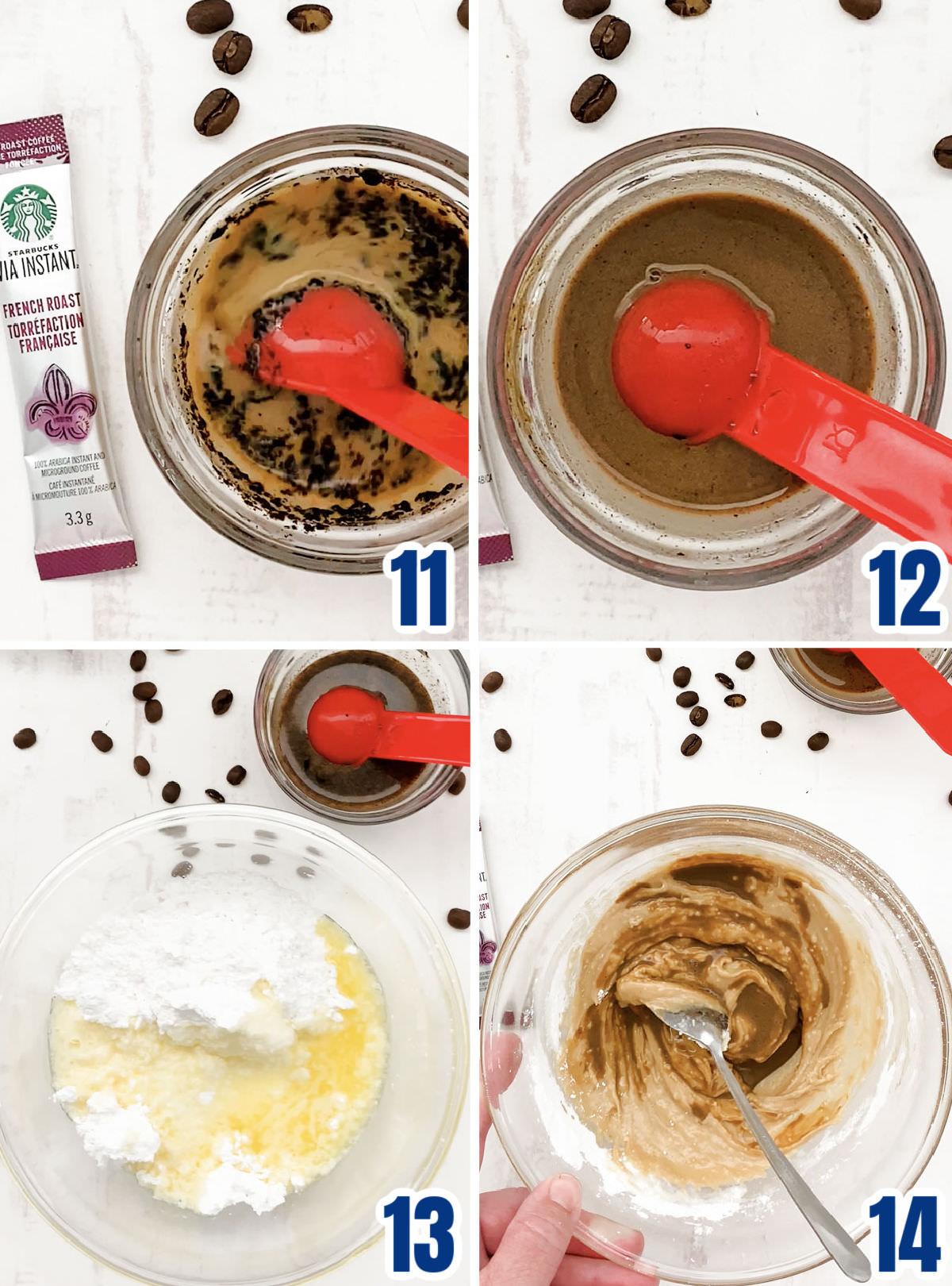 Collage image showing how to make the Homemade Coffee Icing.