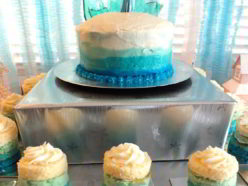 Disney Frozen Birthday Cake on the Frozen Dessert Table