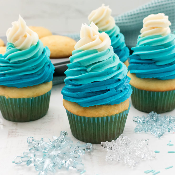 Frozen Ombre Swirl Cupcakes
