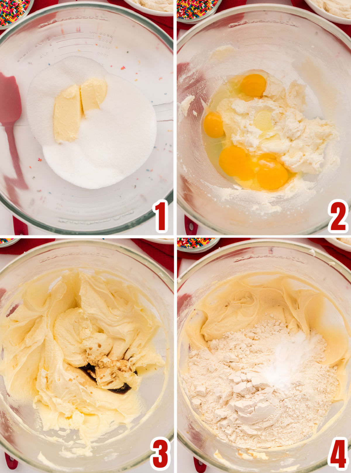 Collage image showing how to make the Sugar Cookie dough.