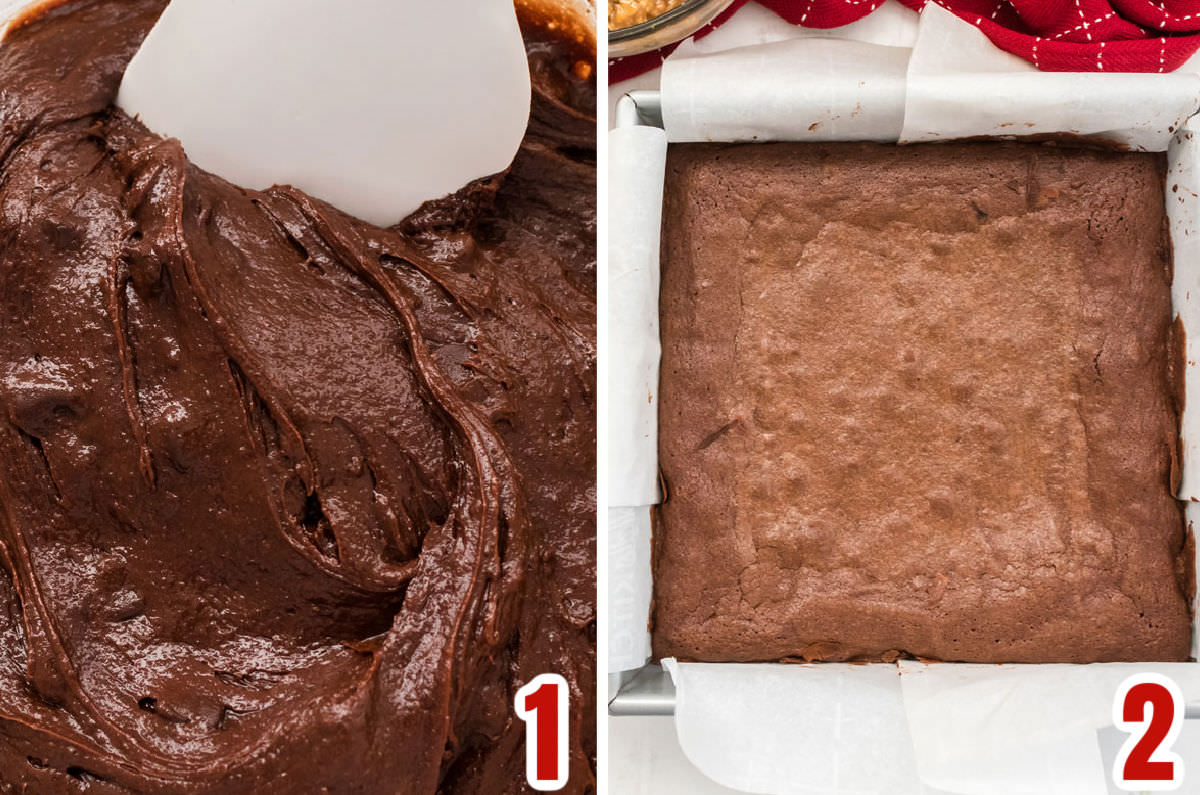 Collage image showing the steps for making the homemade Fudge Brownies.