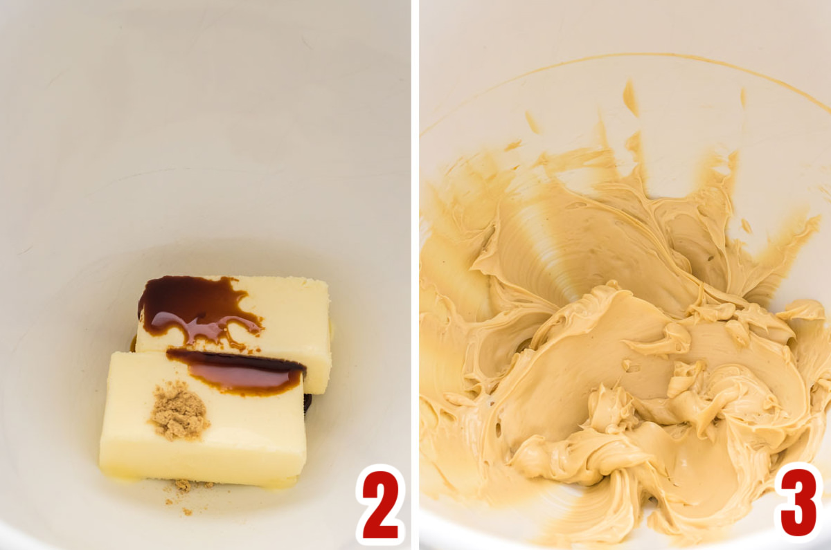 Collage image showing how to mix the butter with the molasses and ground ginger for the best gingerbread flavor.