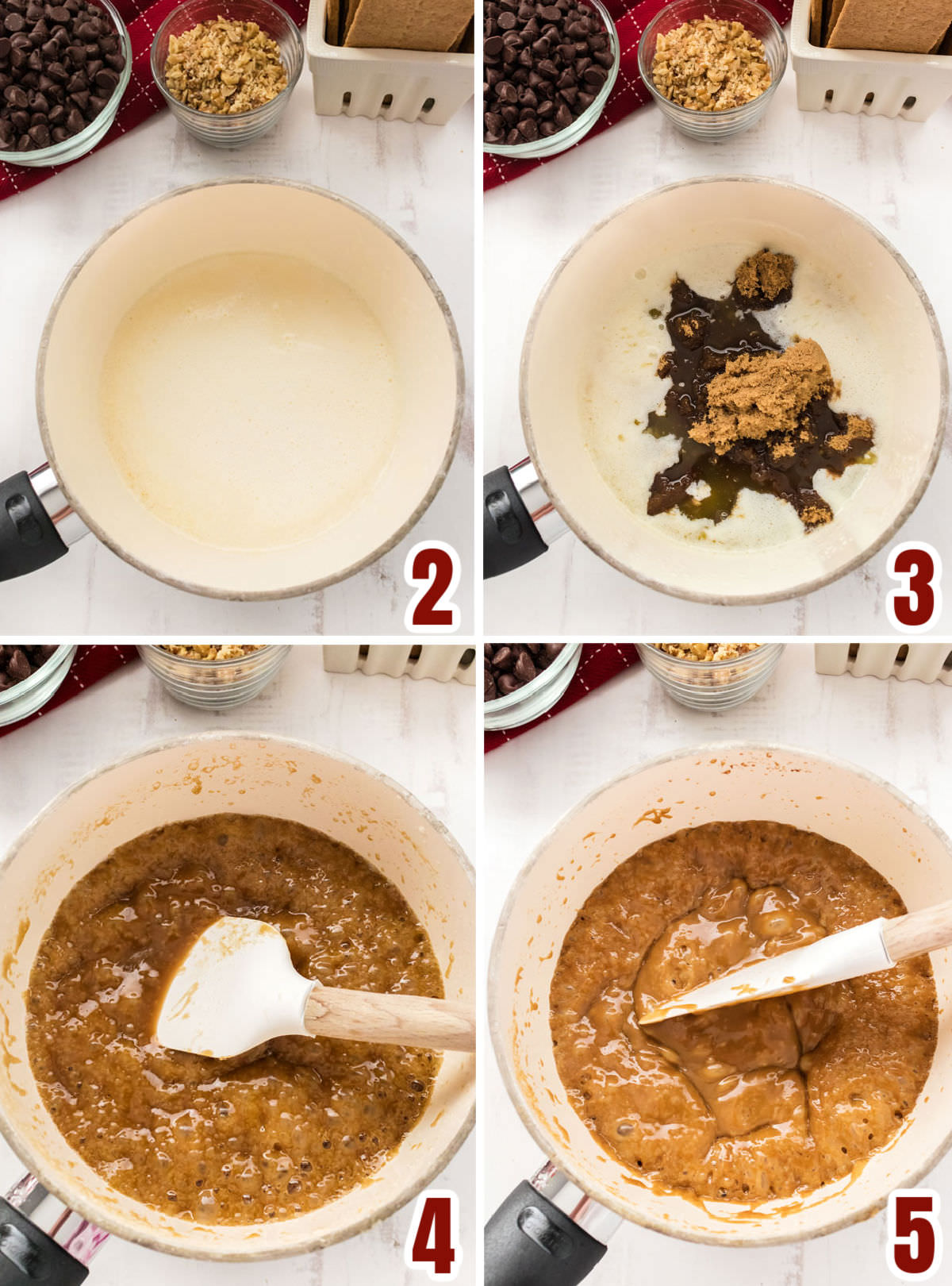 Collage image showing how to make the Toffee mixture.