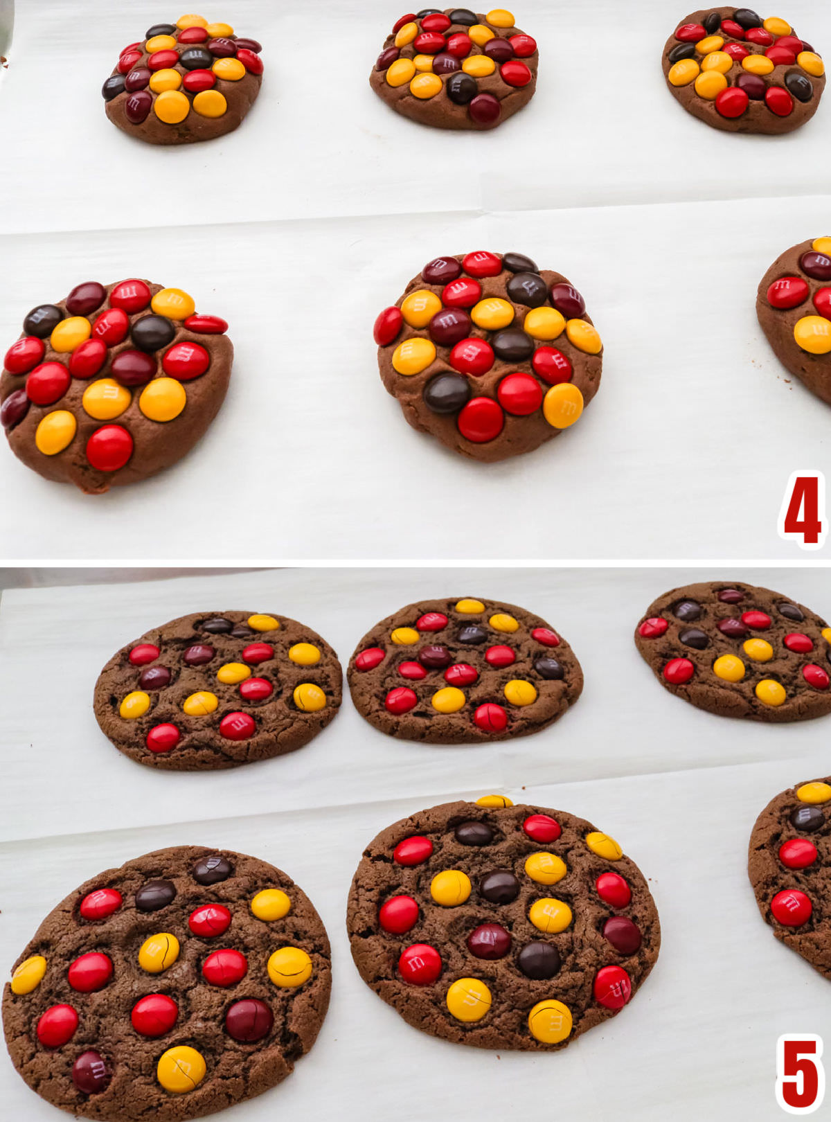 Collage image showing the steps for baking the chocolate cookies.