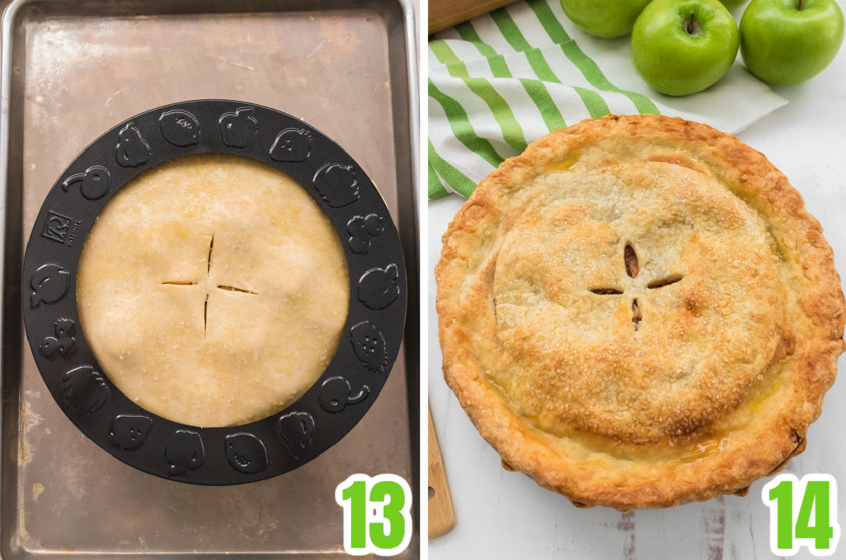 collage image showing the steps for baking the apple pie