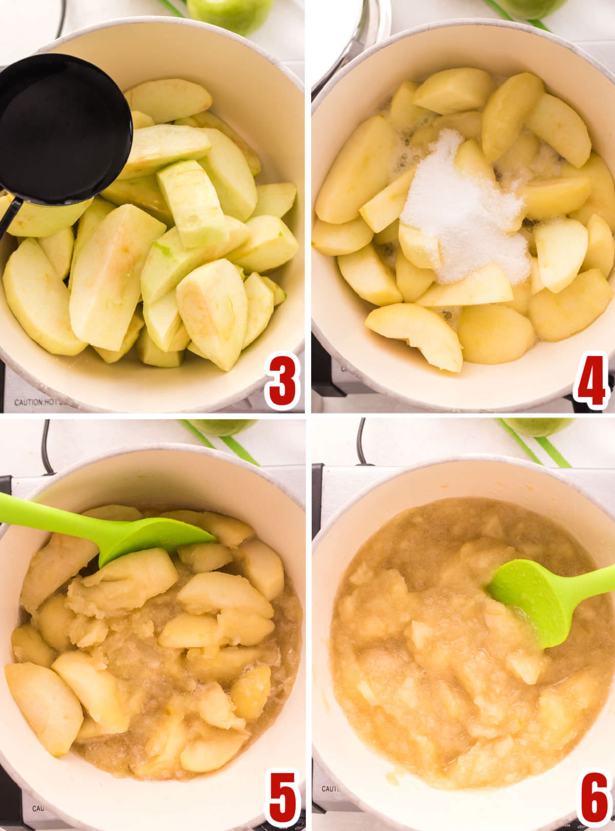 Collage image showing how to cook the apples.