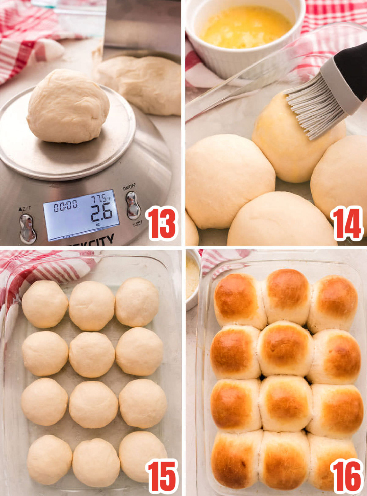 Collage image showing the steps on how to prepare the rolls for baking in the oven.