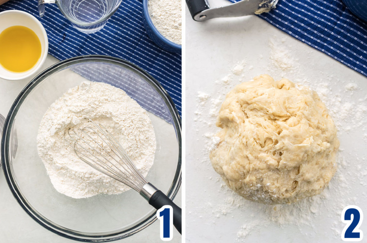 Collage image showing how to make the tortilla dough.