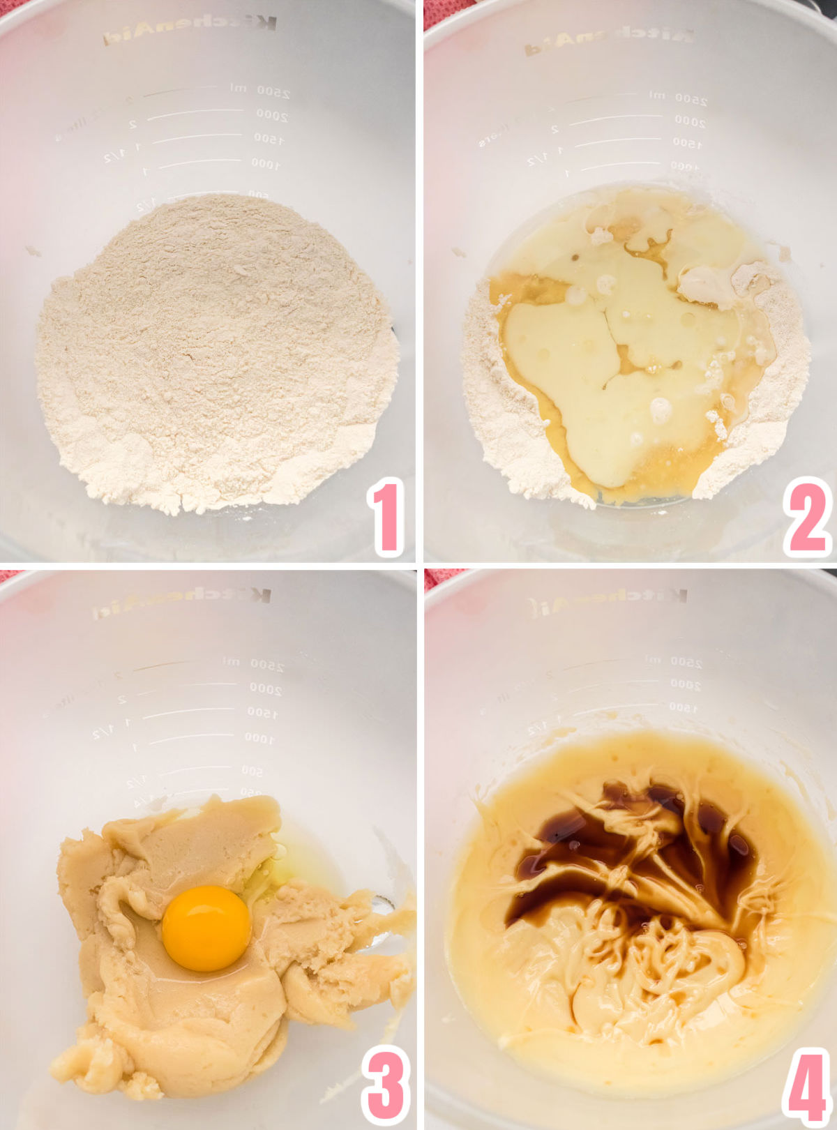 Collage image showing how to make the Homemade Vanilla Cupcake batter.