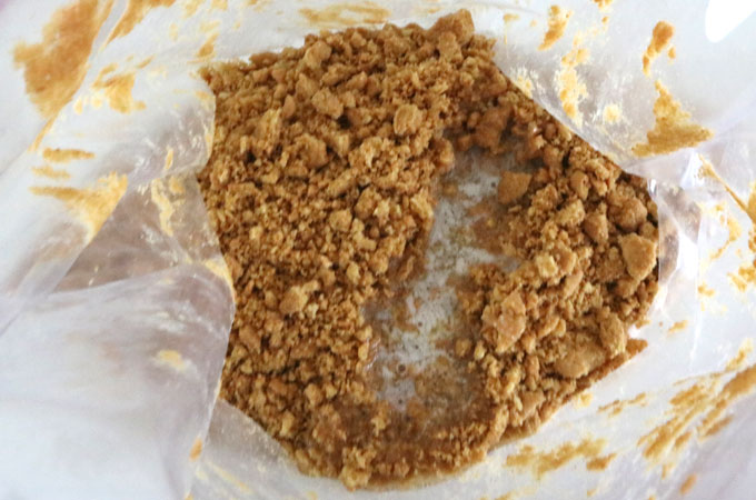 Crumbs in a plastic bag