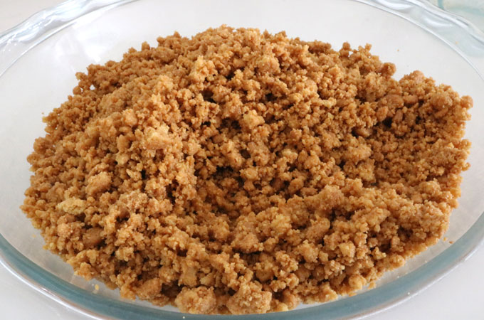 Pour crumbs into a pie plate