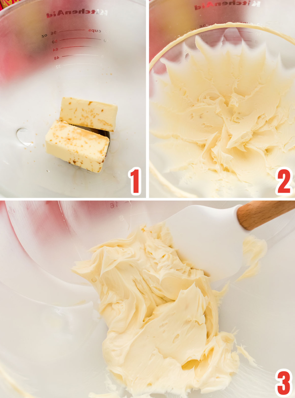 Collage image showing the steps for mixing the butter and the Kahlua Rum and Coffee Liqueur.