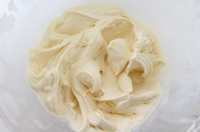 Soften ice cream in a mixer