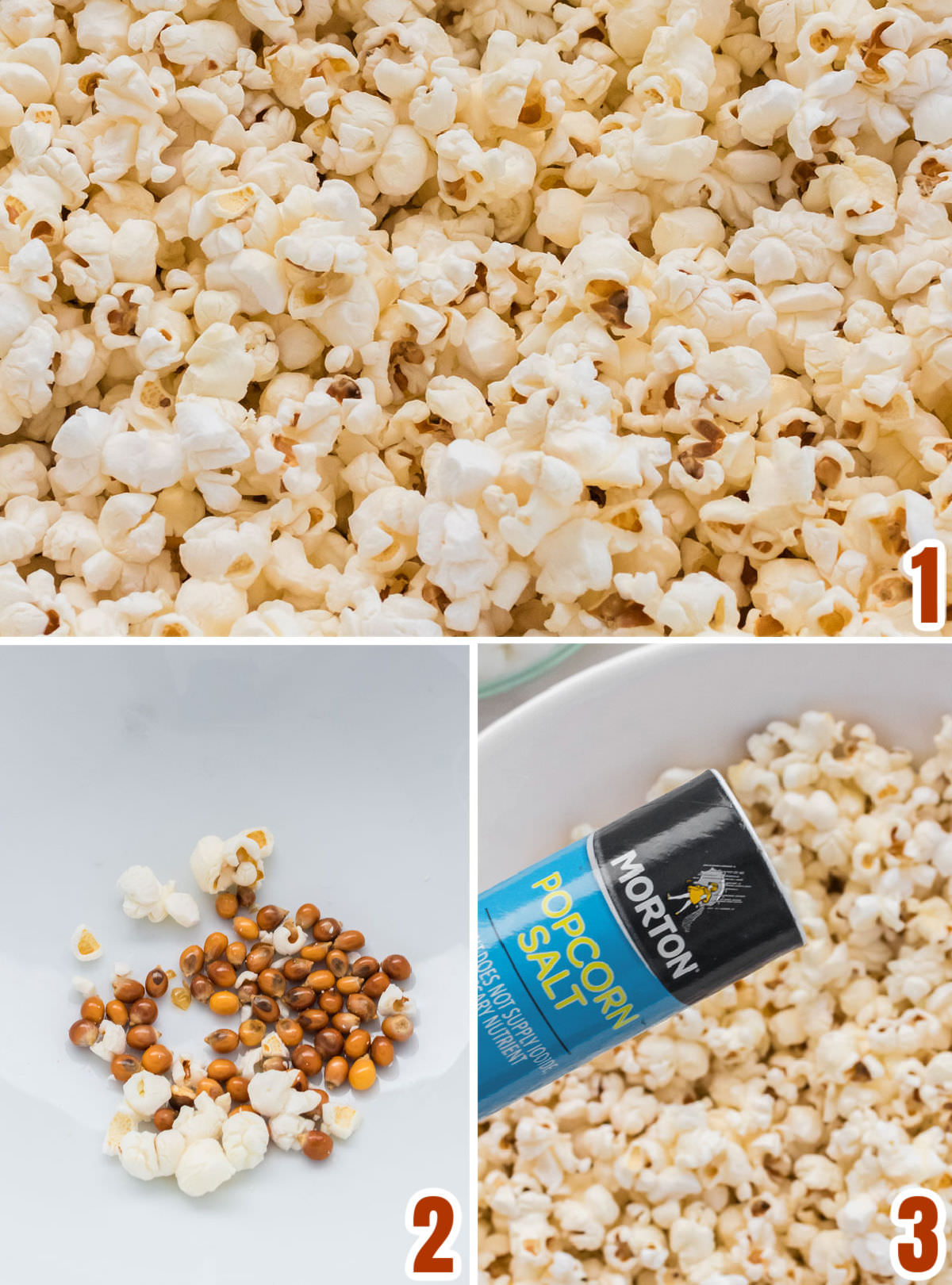 Collage image showing how to prepare the homemade popcorn.