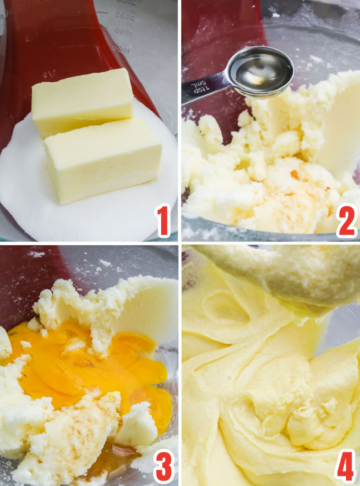Collage image showing how to make sugar cookie bar dough.