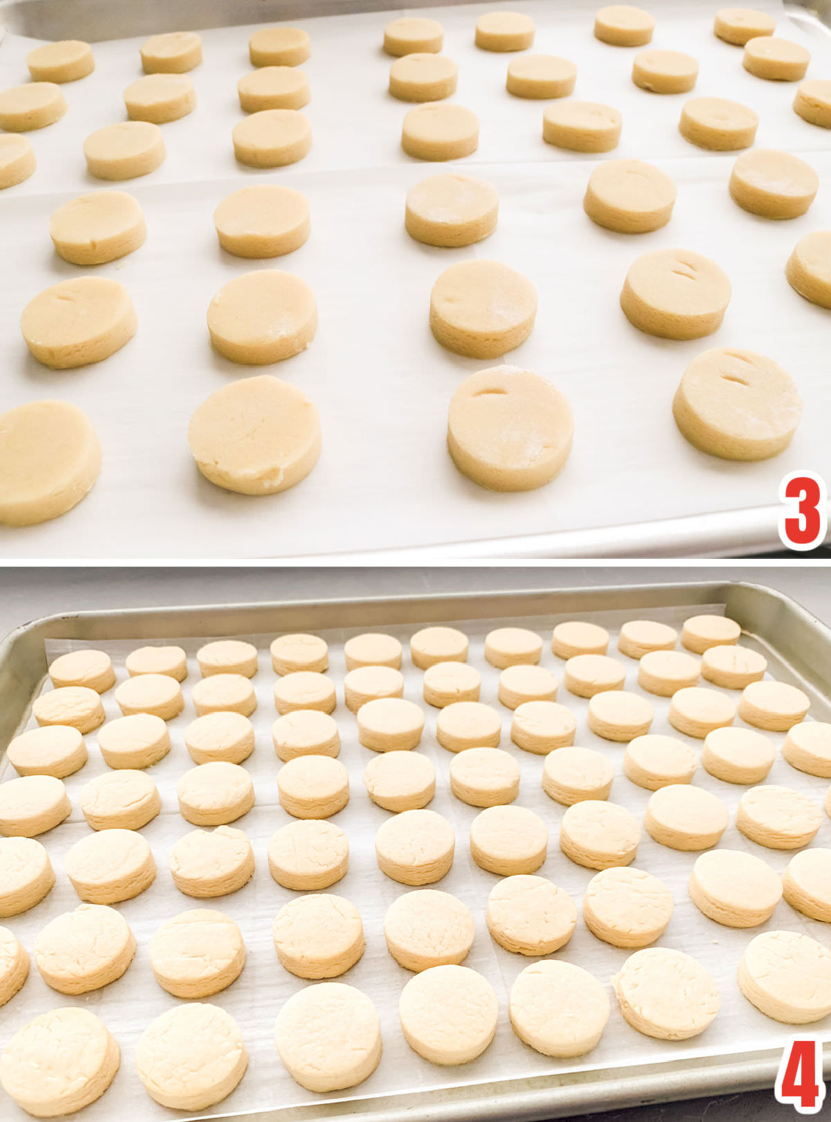 Collage image showing how to make the sugar cookie bites.