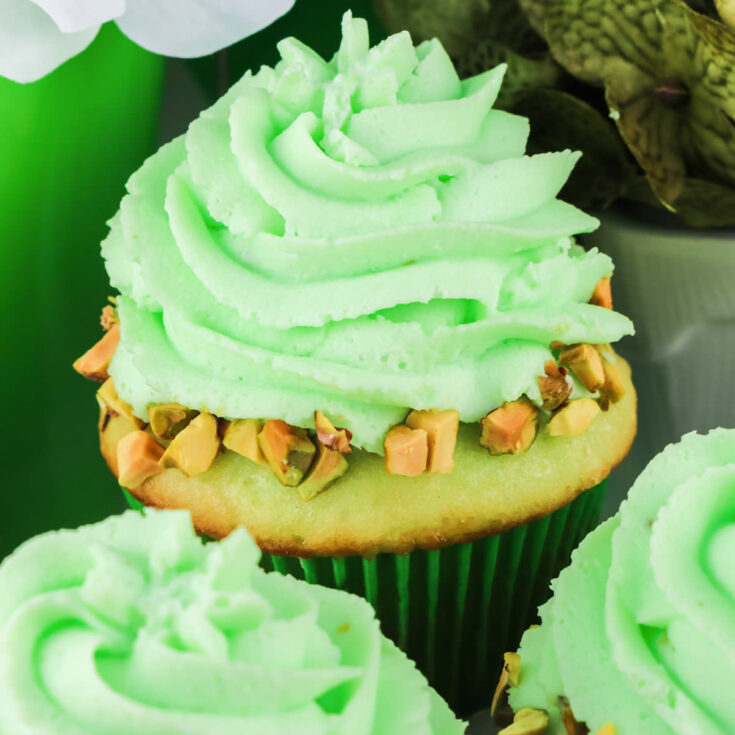 Pistachio Cupcakes with Pistachio Whipped Cream Frosting