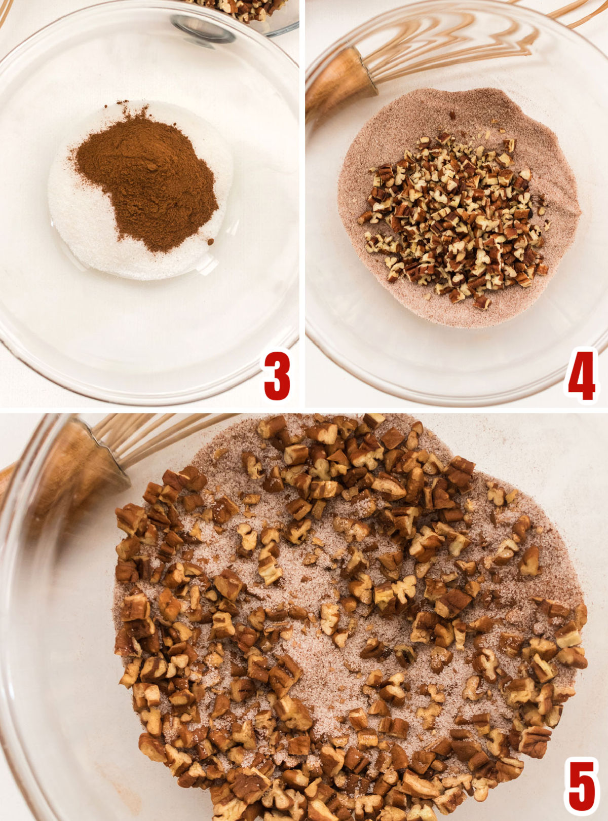 Collage image showing how to make the Cinnamon Sugar Filling for the Christmas Morning Coffee Cake.