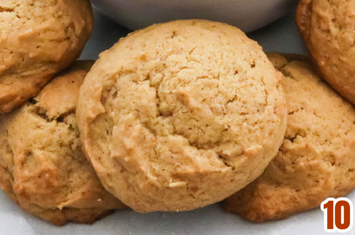 Closeup on five unfrosted Sweet Potato Cookies.