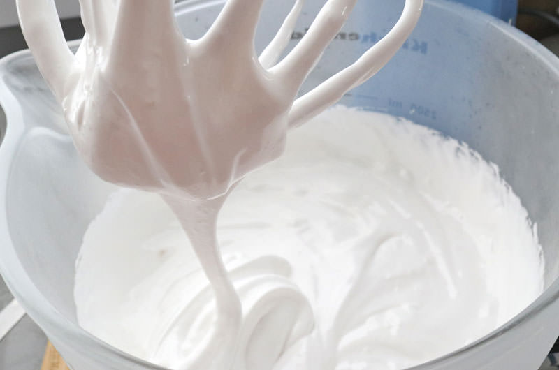 Mixing bowl with partially mixed Marshmallow mixture